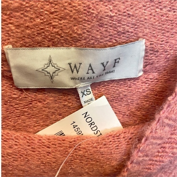 WAYF Where Are You From Mock Neck Tie Waist Sweater Blush Pink XS NWT - Picture 4 of 8